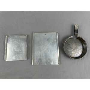 Vintage Toy Aluminum Cooky Pan Set Childs Baking Trays Frying Pan Lot